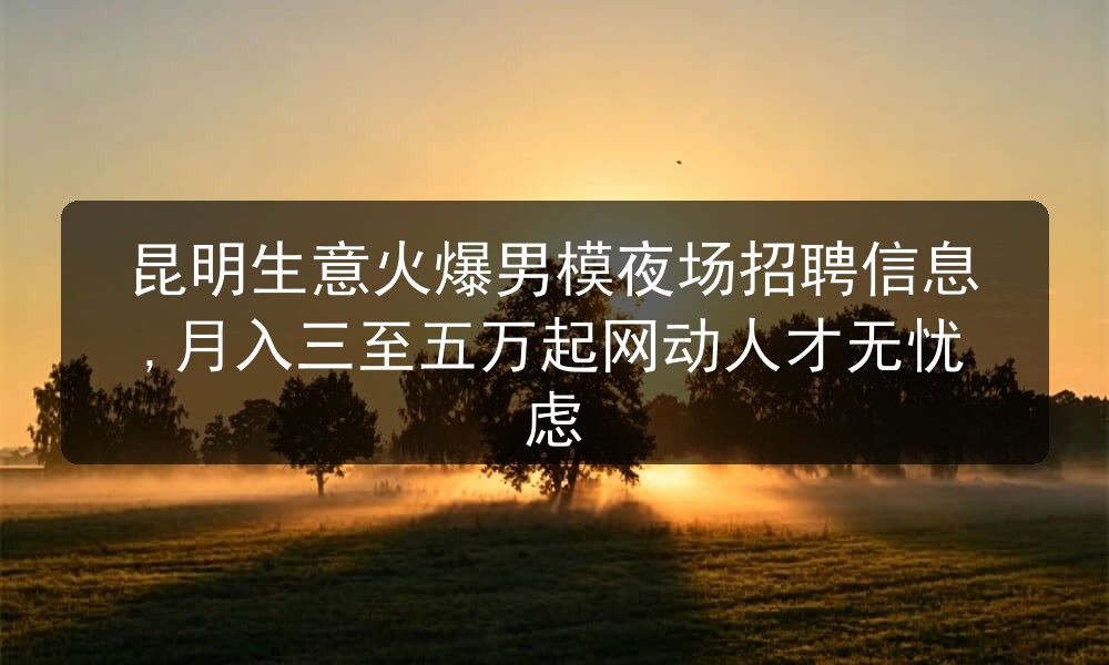 昆明生意火爆男模夜场招聘信息,月入三至五万起网动人才无忧虑